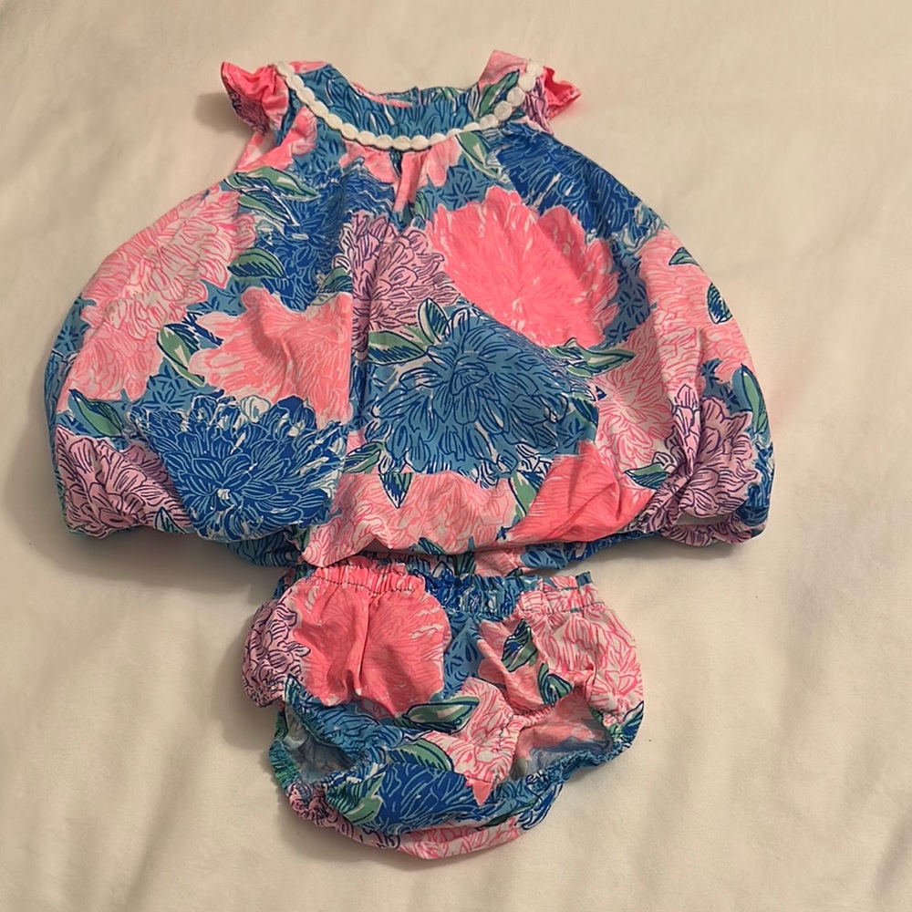Lilly Pulitzer Pink and Blue Floral Diaper Cover Set